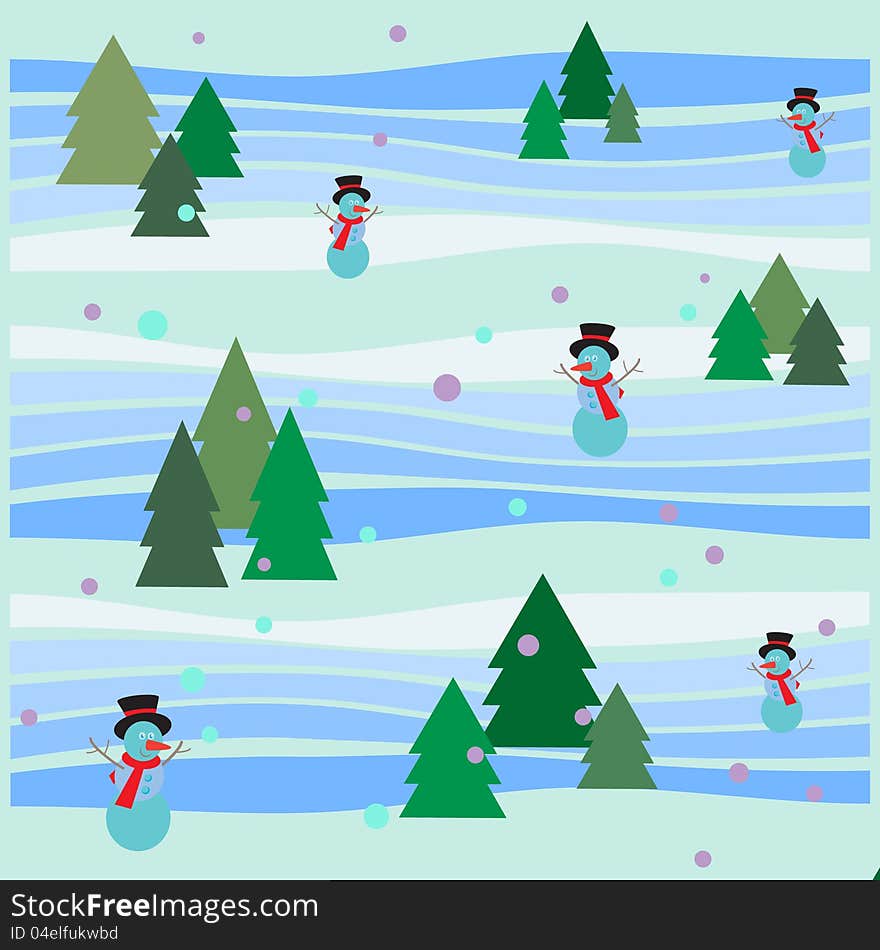 Winter pattern of snowmen