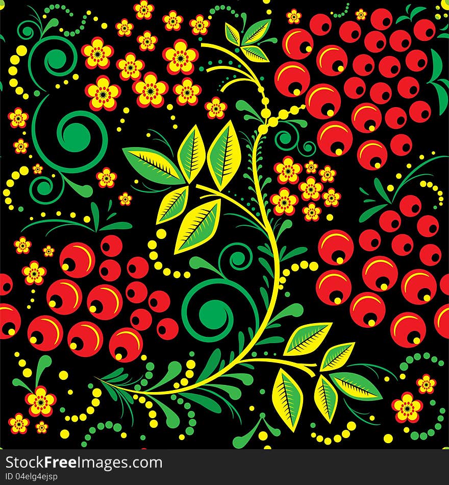 Khokhloma Seamless Pattern Background