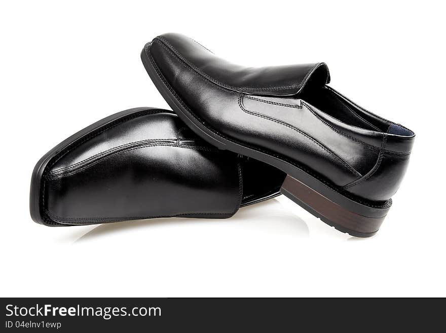 Black man's shoes on a white background. Black man's shoes on a white background.