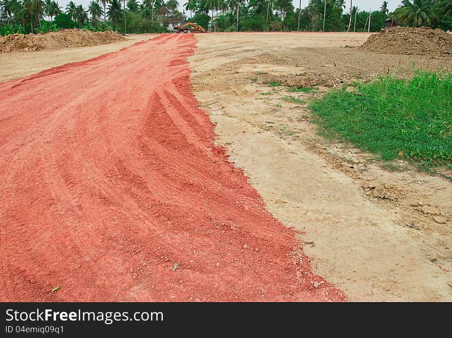 Gravel road in Construction zone