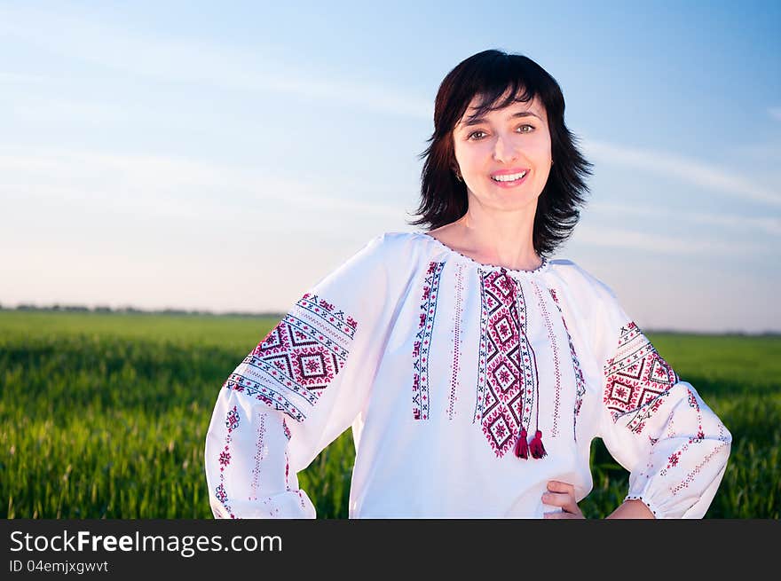 Smiling Ukrainian Woman Outdoors