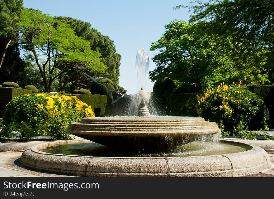 Fountain in the Buen Retiro Park Madrid Spain