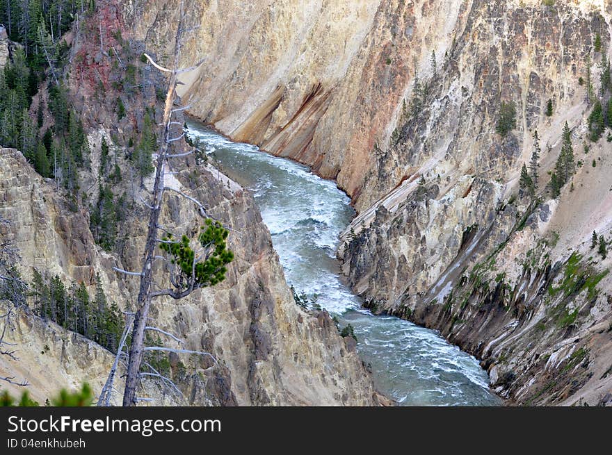 The steep walls of Yellowstone River