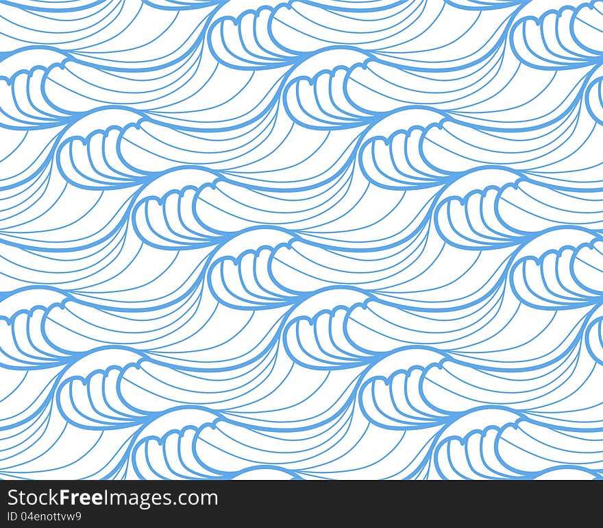 Seamless waves pattern. Japanese style