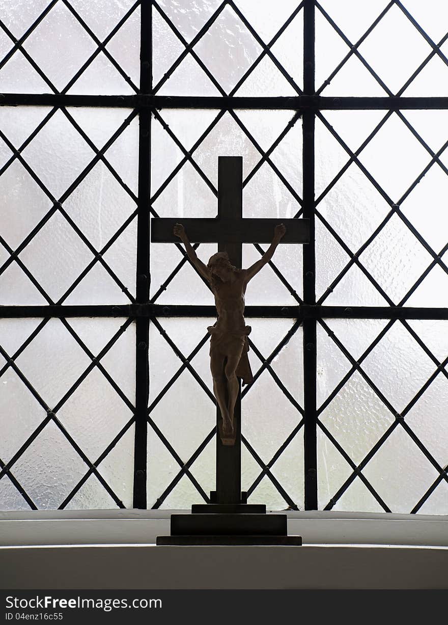 Crucifix, Jesus on the cross in a church