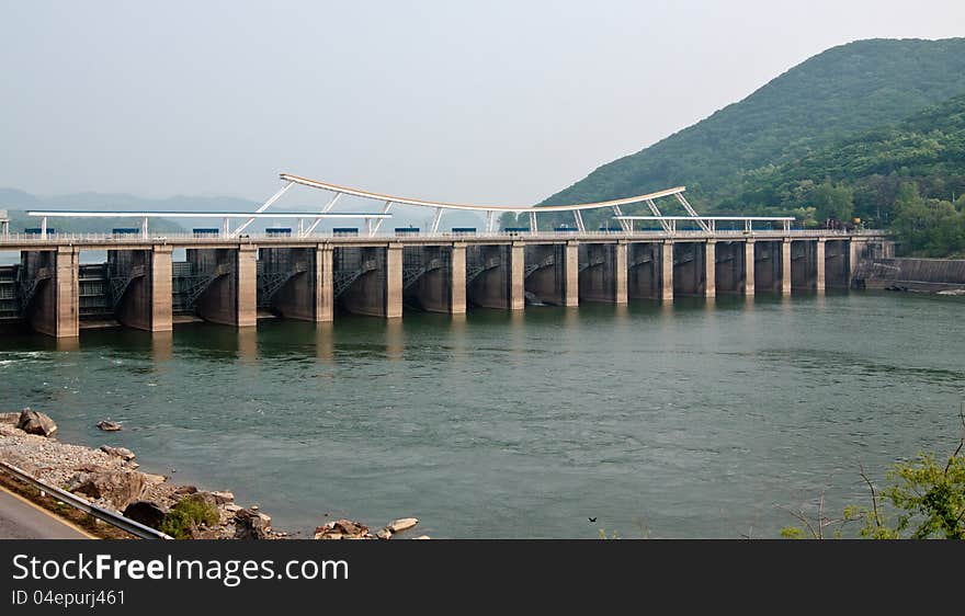 Paldang dam on Han river near Seoul (Korean Republic)