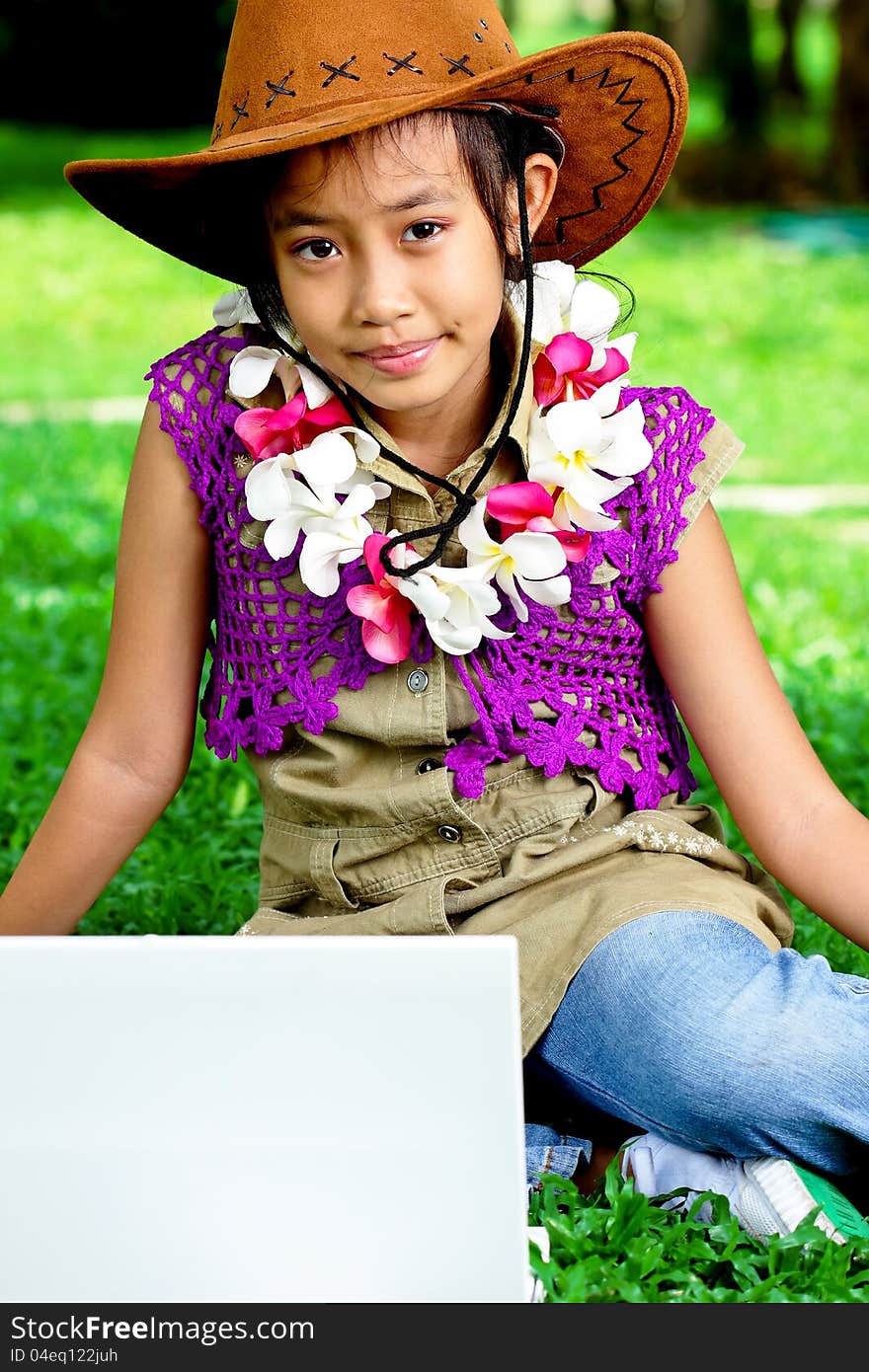 Cute little girl in the school holidays