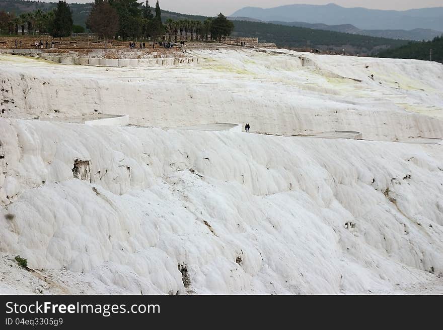 Part of the chalk mountains at Pamukkale. Part of the chalk mountains at Pamukkale