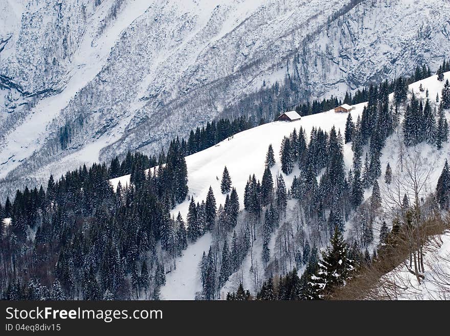 Ski hill in the mountains near Berchdesgaden