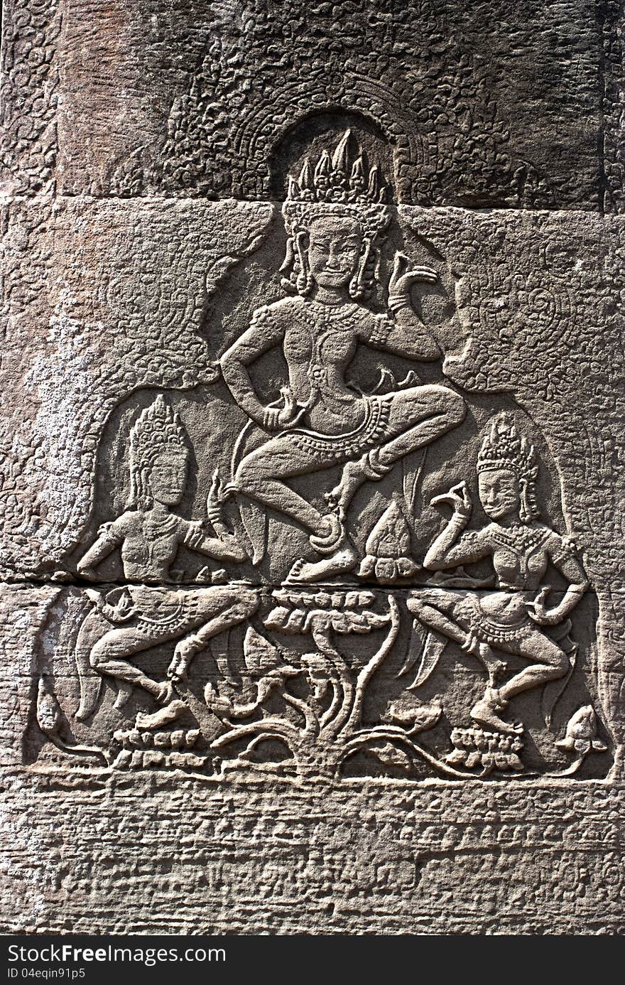 Ornate bas-reliefs at Angkor Thom, Cambodia. Ornate bas-reliefs at Angkor Thom, Cambodia