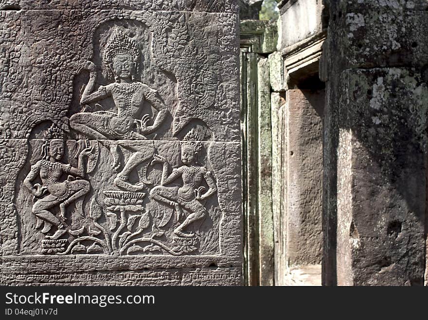 Ornate bas-reliefs at Angkor Thom, Cambodia. Ornate bas-reliefs at Angkor Thom, Cambodia