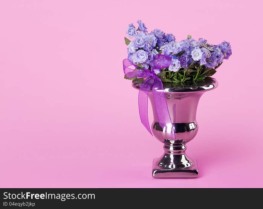 Bunch of flowers on pink background