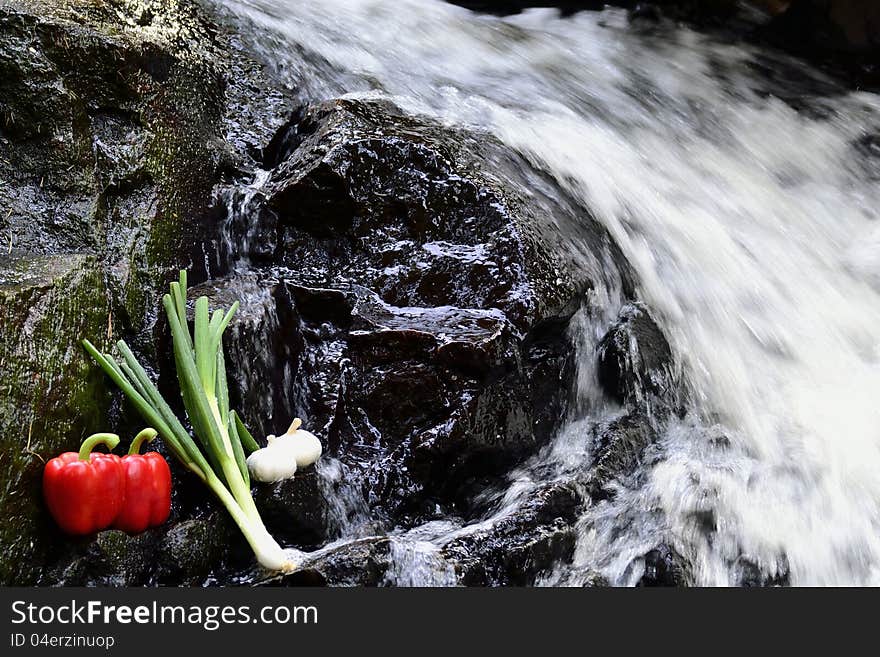 Vegetables at the waterfall