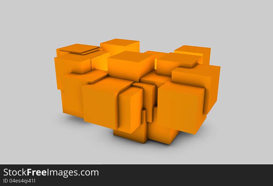 Orange Abstract Cubes