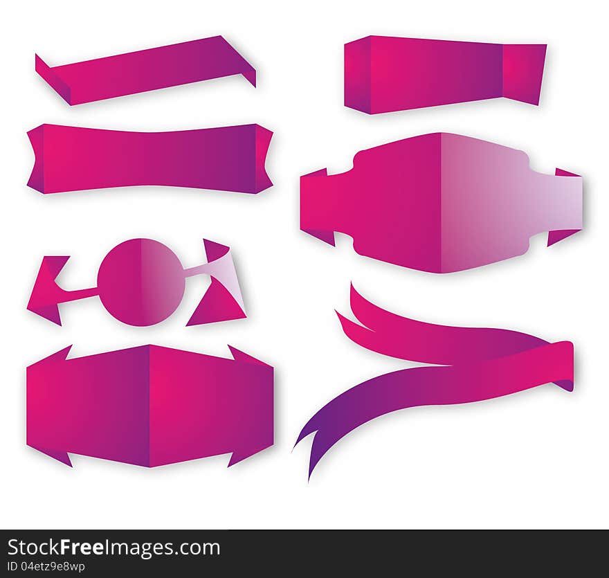 Vector ribbons on white background