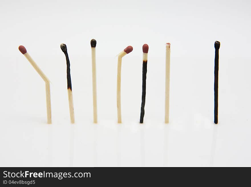 Different type of burnt matchstick. Different type of burnt matchstick.