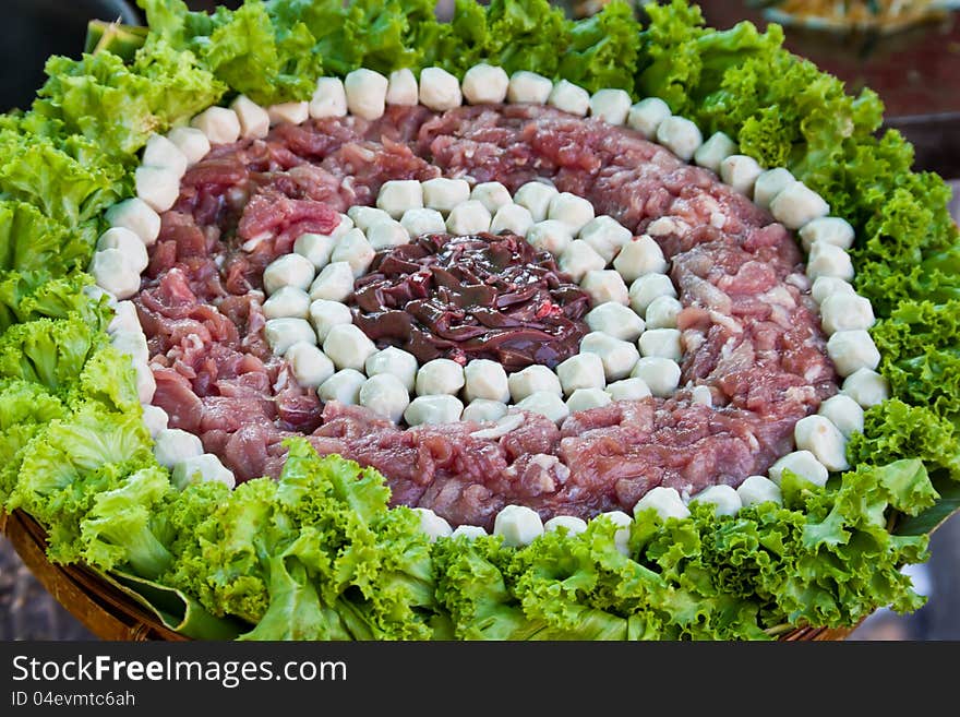 Raw Meat Fishball And Chicken Liver