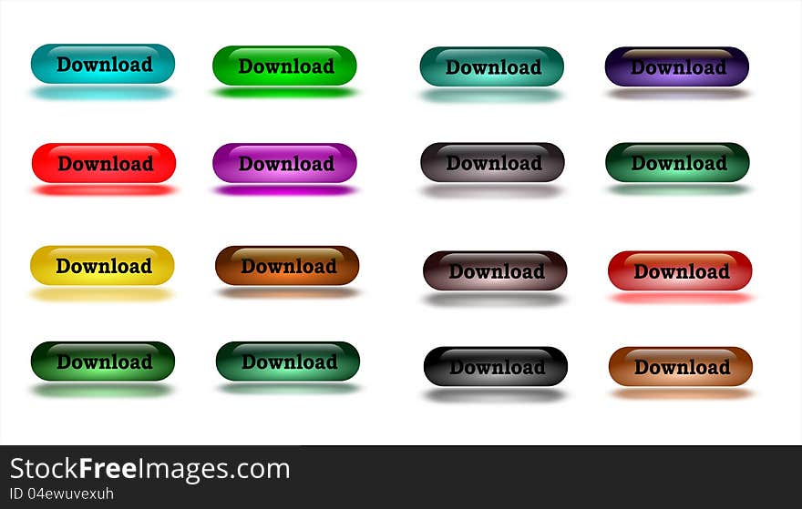 An illustration of colorful download buttons.