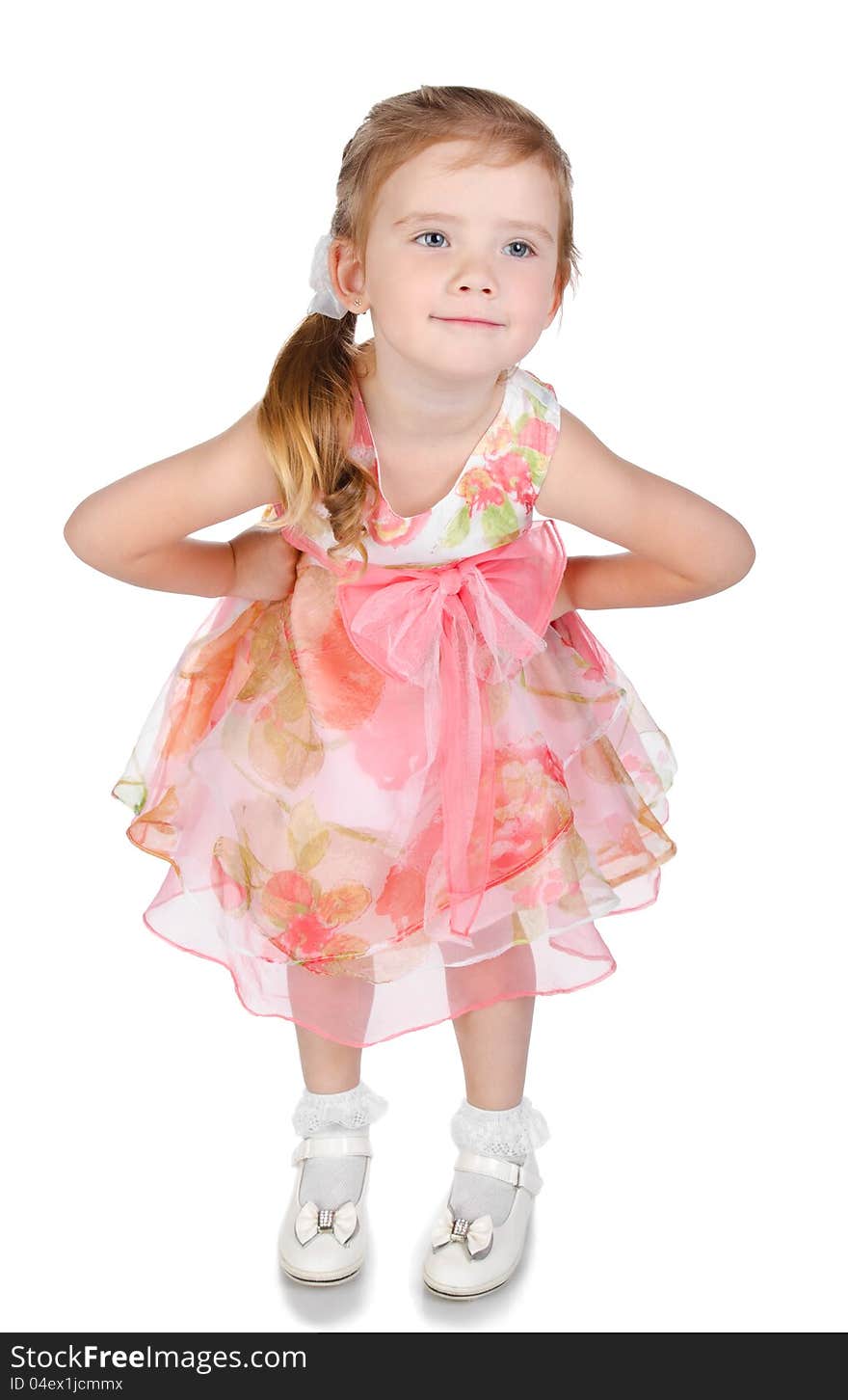 Portrait of cute smiling little girl in princess dress isolated. Portrait of cute smiling little girl in princess dress isolated