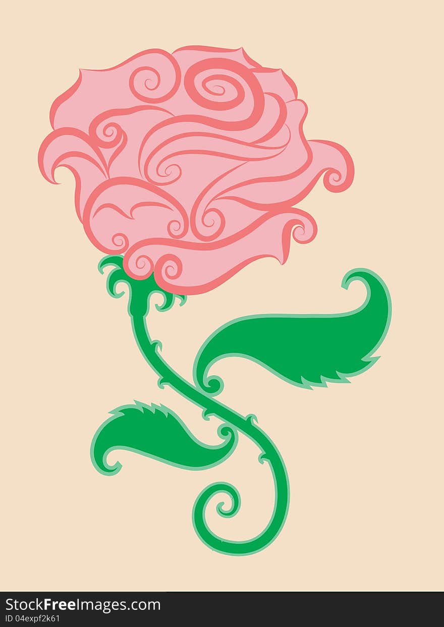 Flower drawing with curl ornament decoration for tattoo design. Flower drawing with curl ornament decoration for tattoo design