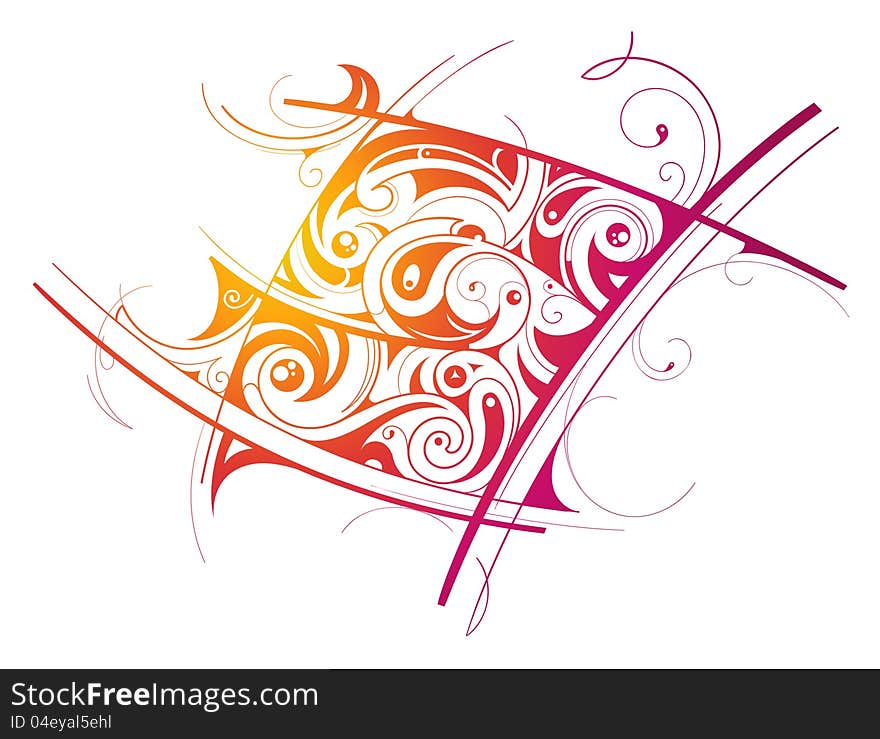 Decorative shape created in tribal art style. Decorative shape created in tribal art style