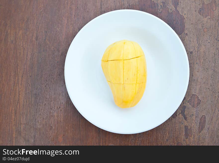 The mango on white Plate