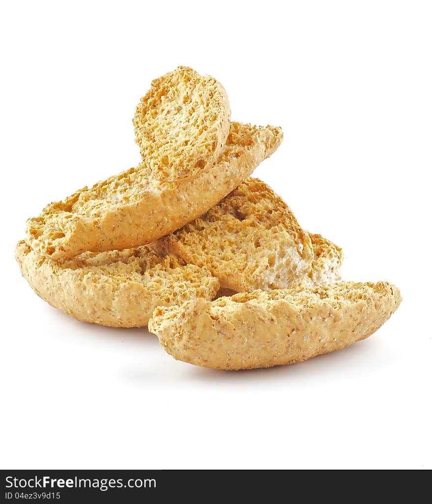 Whole grain biscuits on white background