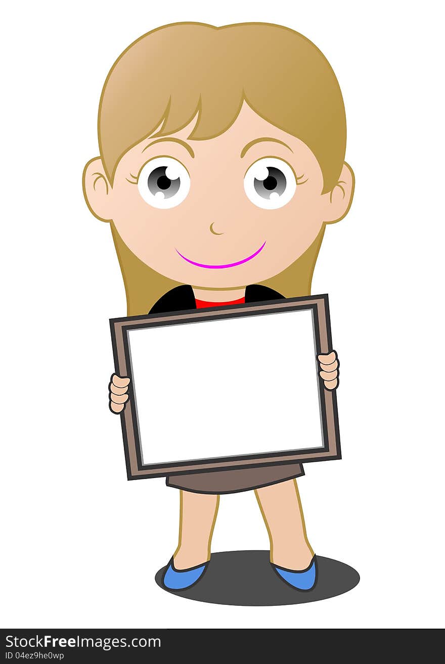 Girl holding a blank board for advertising. Girl holding a blank board for advertising