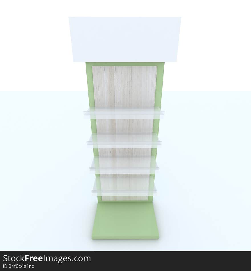 Color shelf on white background