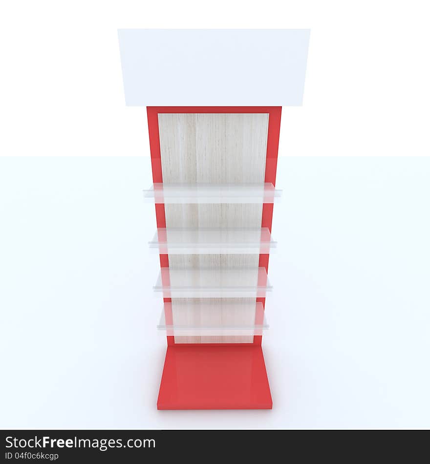 Red shelf on white background