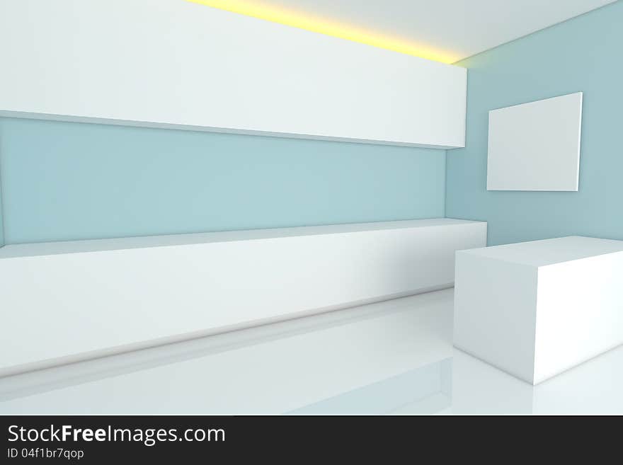 Empty interior design for kitchen room with blue wall. Empty interior design for kitchen room with blue wall.