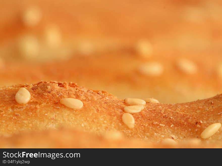 Extreme close-up of sesames on bread