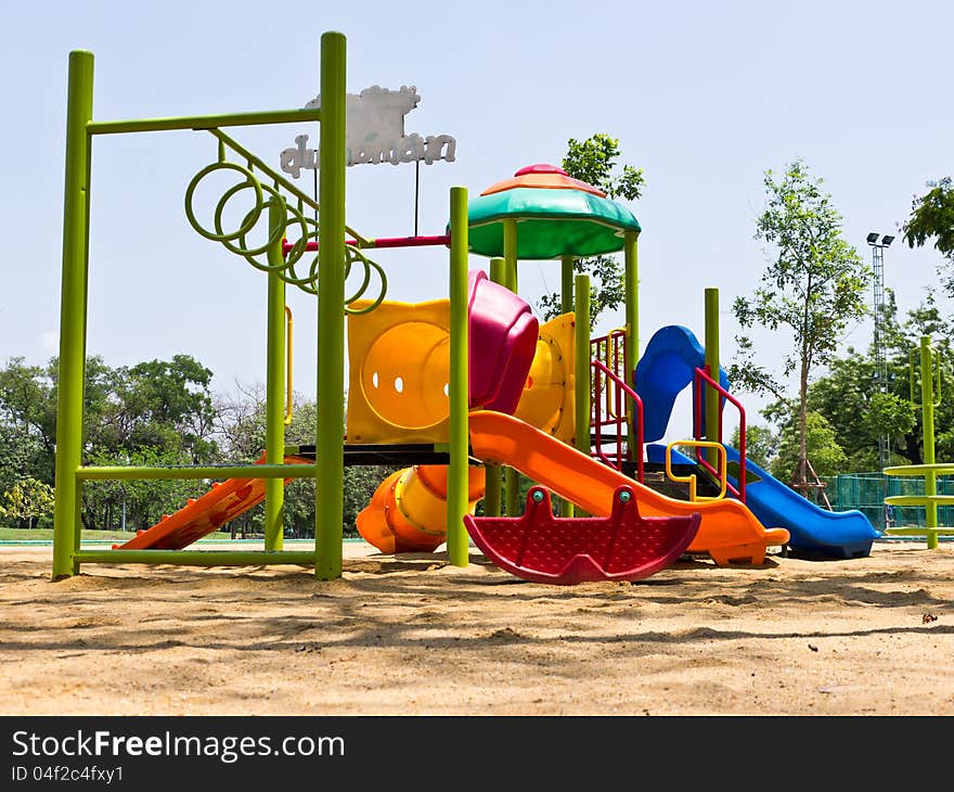 Colorful children playground in park