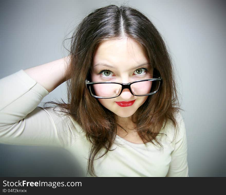 Glamor girl in glasses