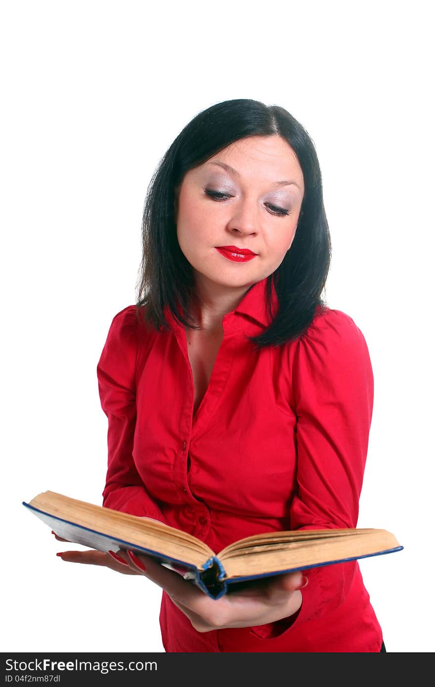 Brunette girl with a book