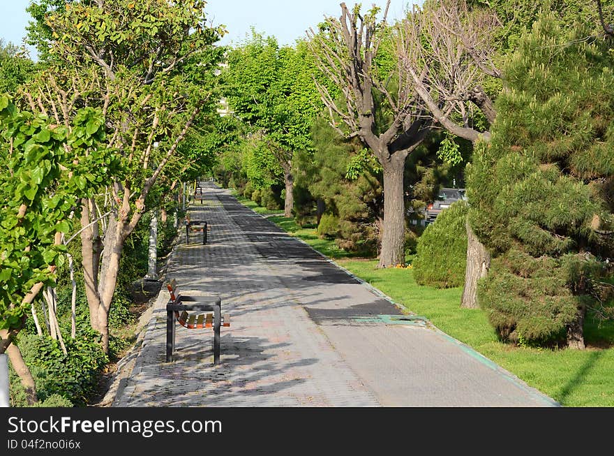 Walkway along a street, Tehran