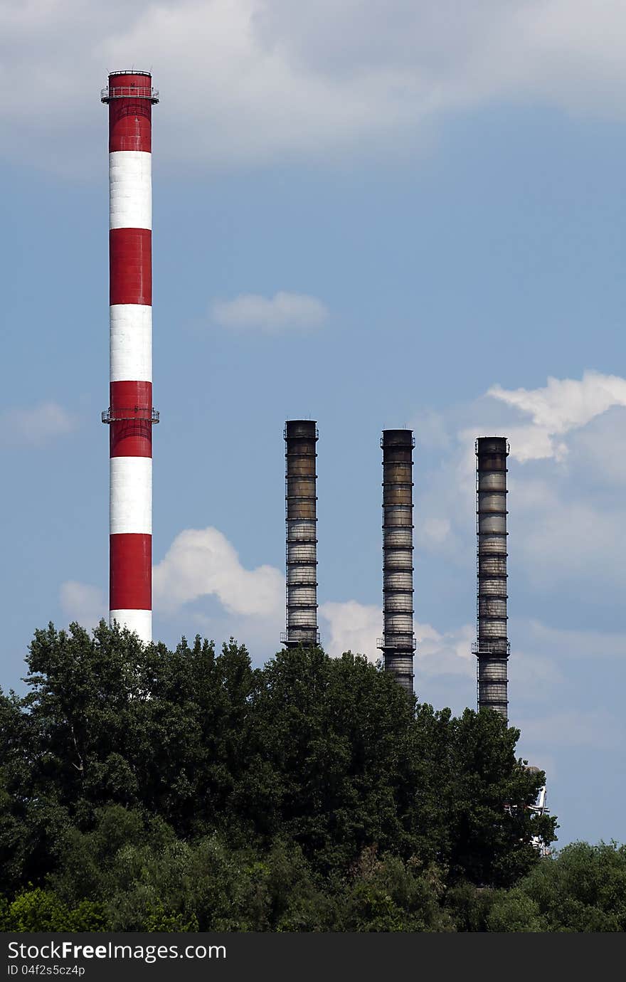 Chimneys of heating plant in Belgrade,Serbia. Chimneys of heating plant in Belgrade,Serbia