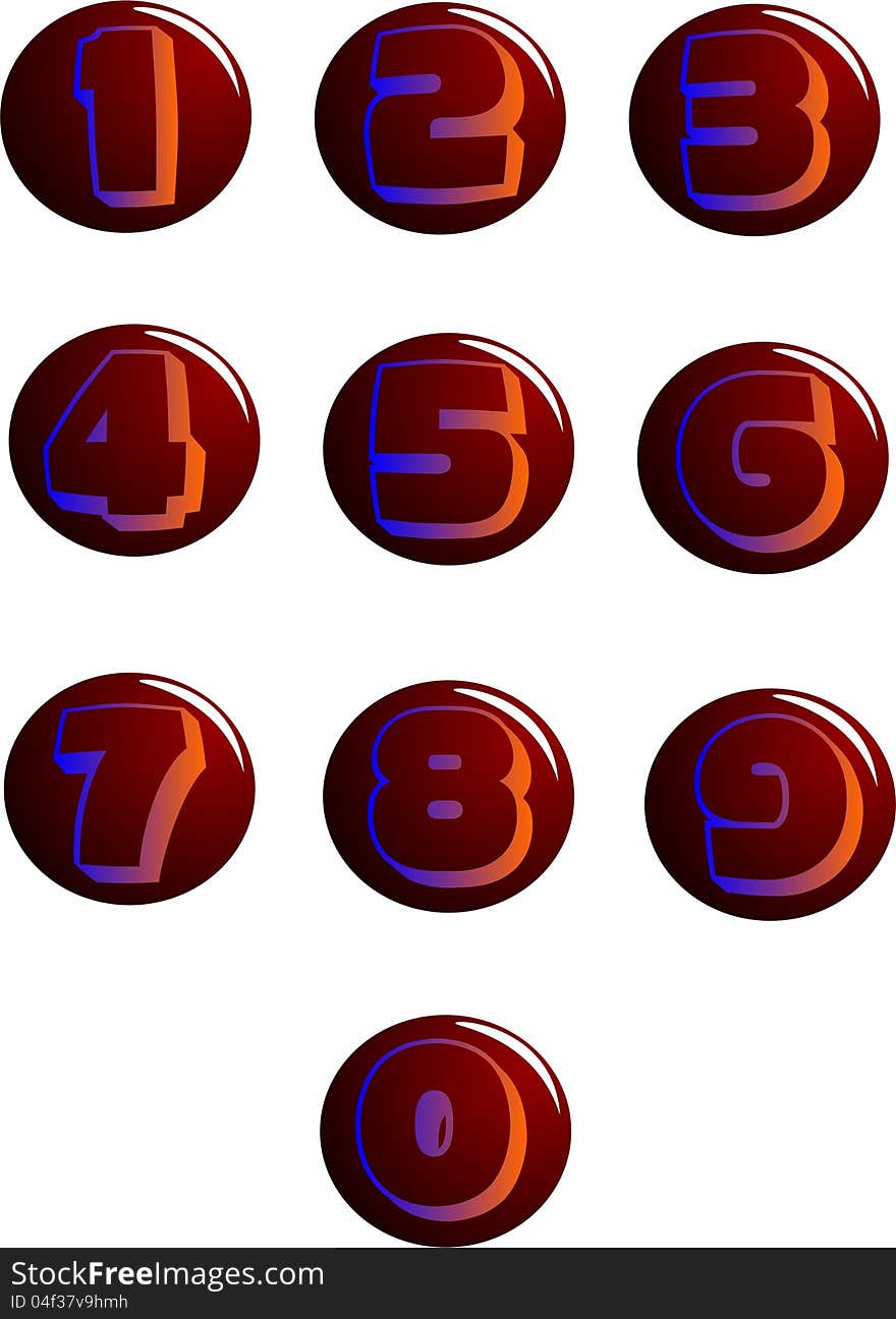 Numerical colorful sphere one to zero. Numerical colorful sphere one to zero