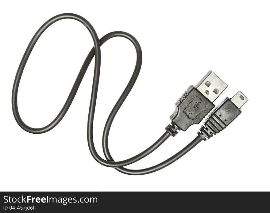 Computer USB cable isolated on white background