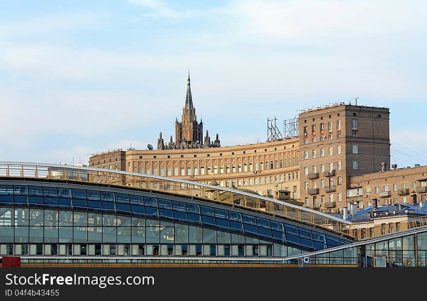 Moscow, Bridge of Bogdan Khmelnitsky and Rostov Quay. Moscow, Bridge of Bogdan Khmelnitsky and Rostov Quay