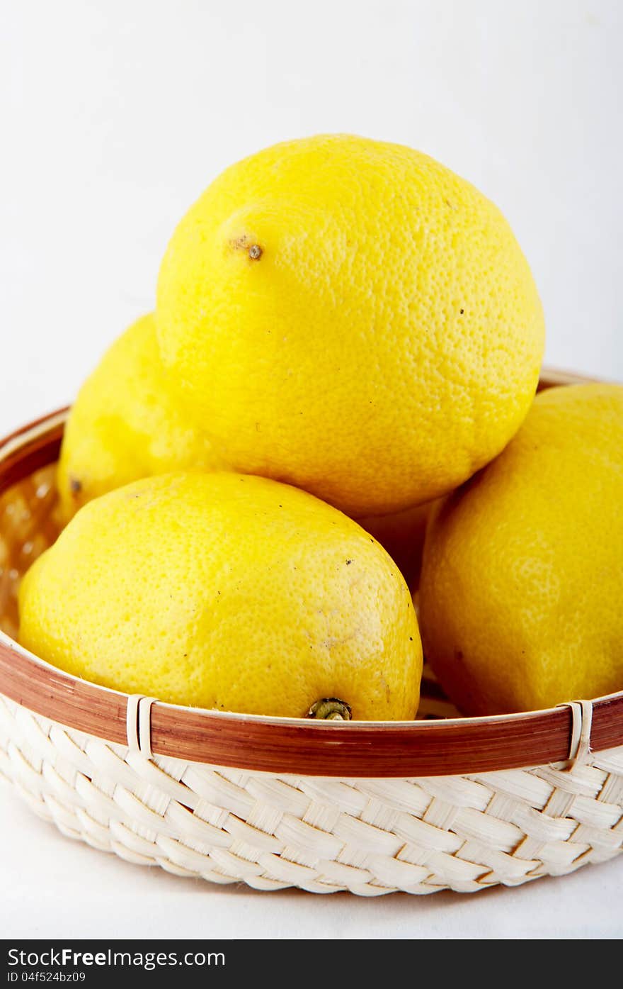 Lemon close up in white background