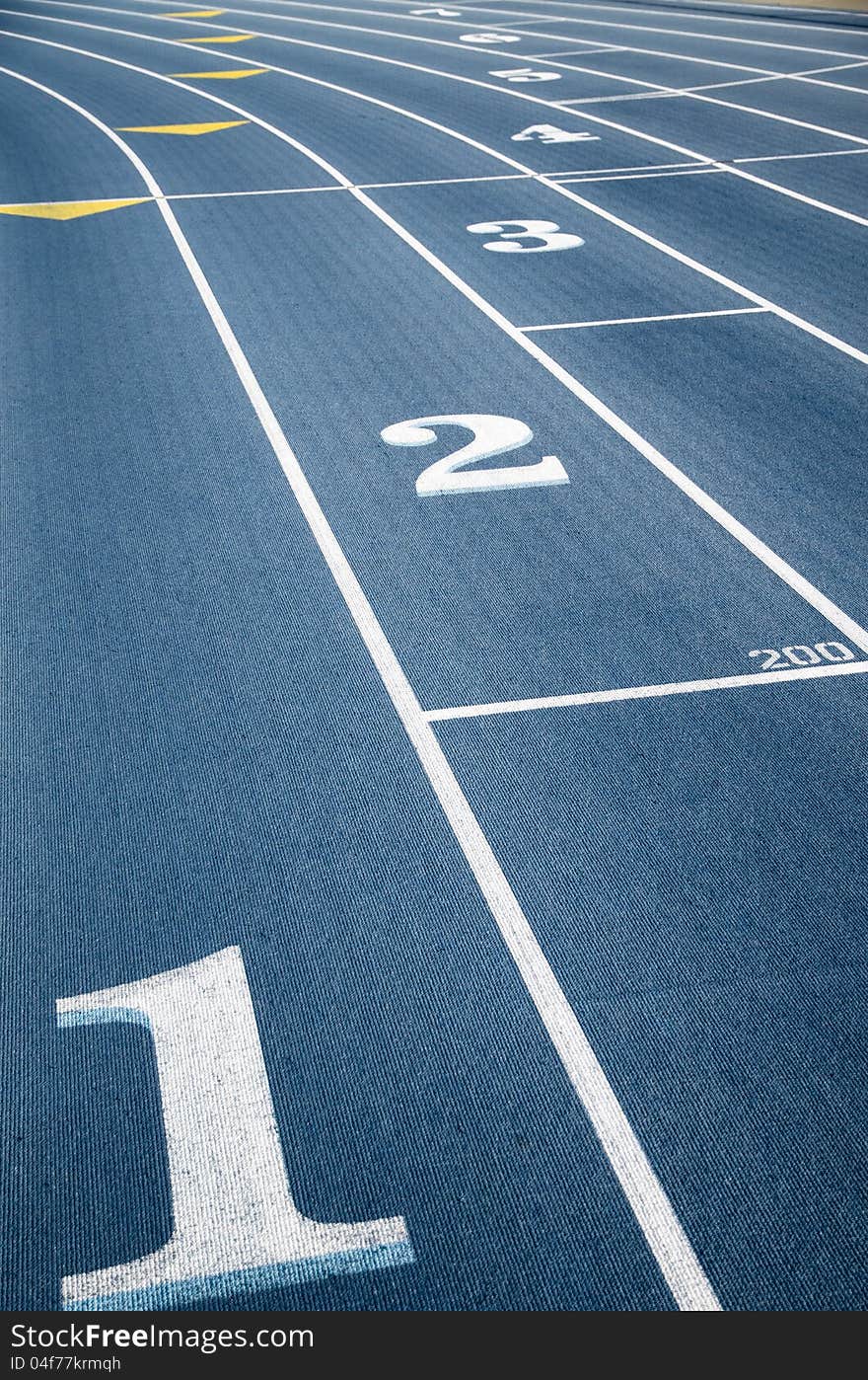 Numbered tracks at the track-and-field stadium. Numbered tracks at the track-and-field stadium