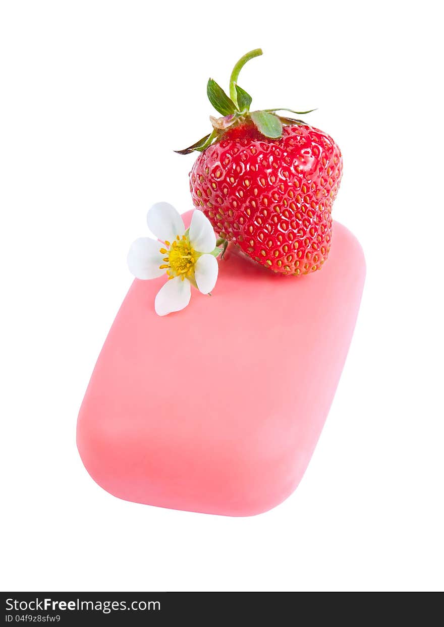 Soap with a strawberry and flower