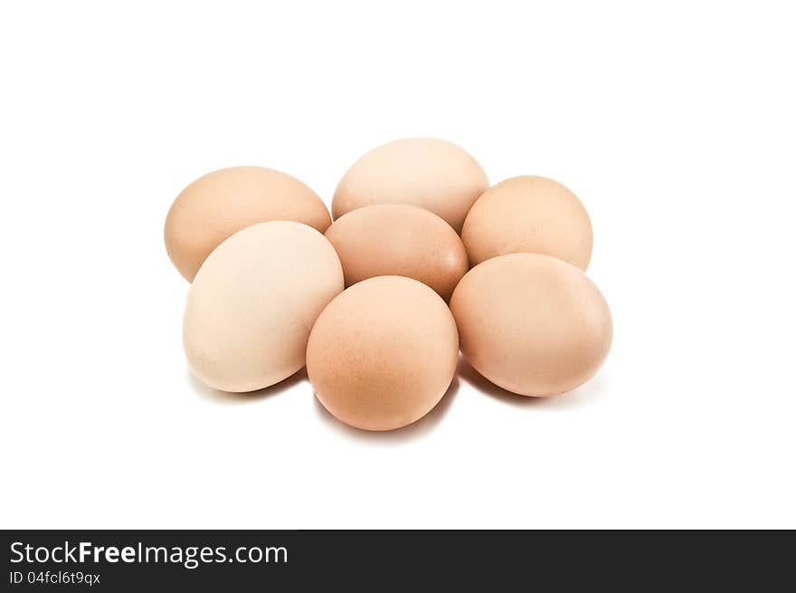 Chicken eggs on white background