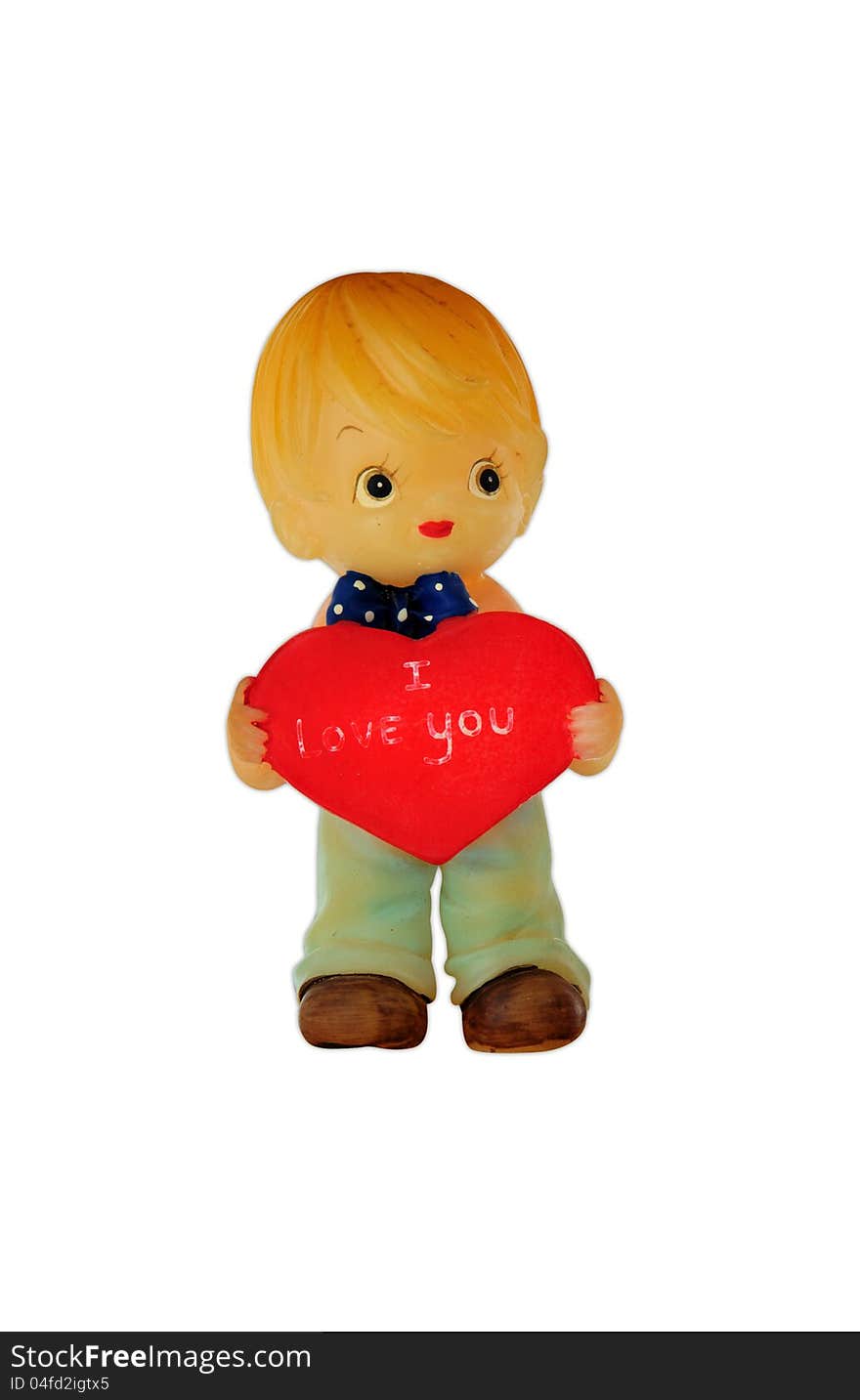 Boy doll hold red heart