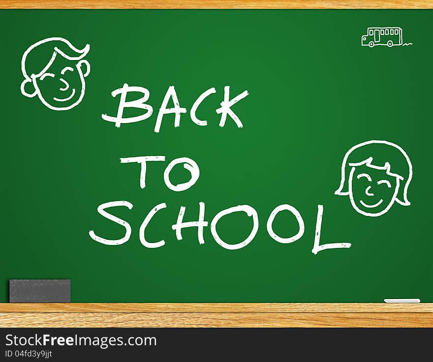 About the study Students return to school. A message BACK TO SCHOOL on the blackboard.