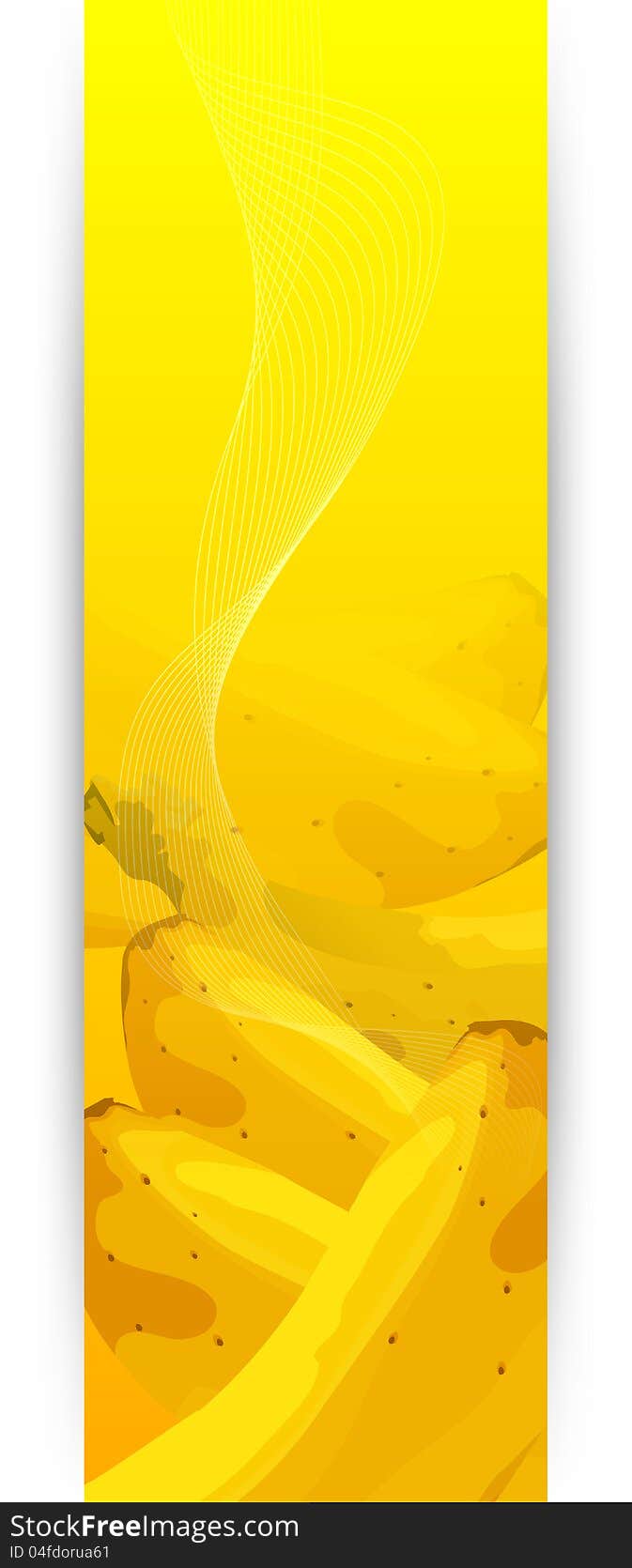 Banners with banana fruits on yellow background, vector illustration