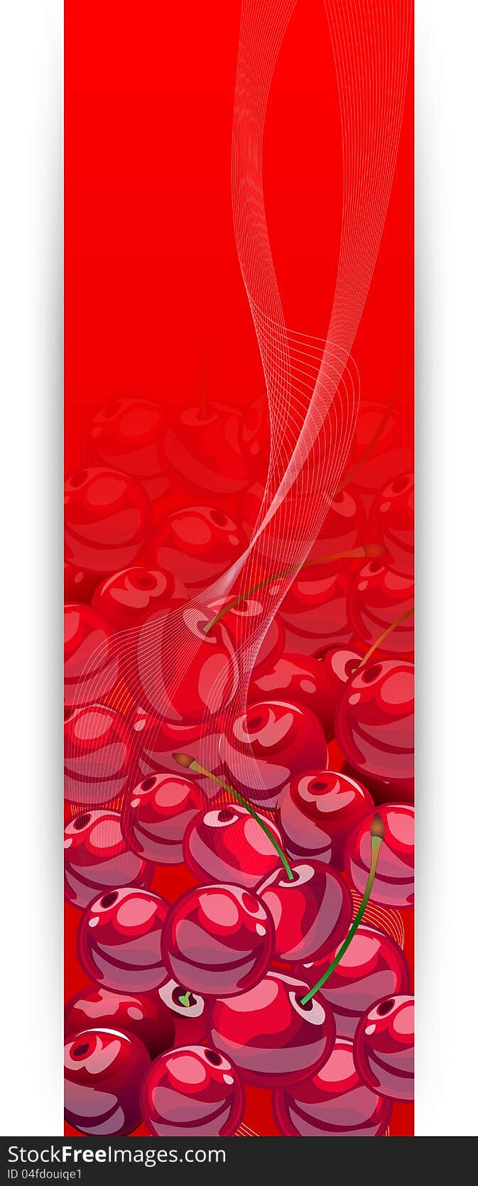 Banners with cherries fruits on red background, vector illustration