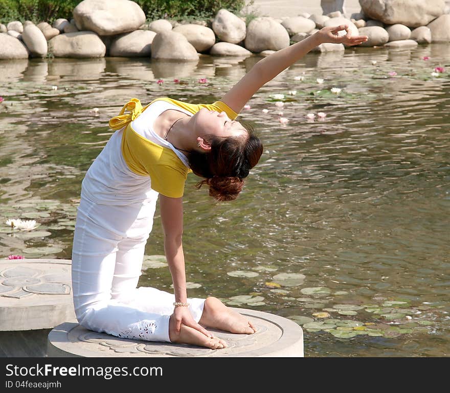 Yoga in beside the lake