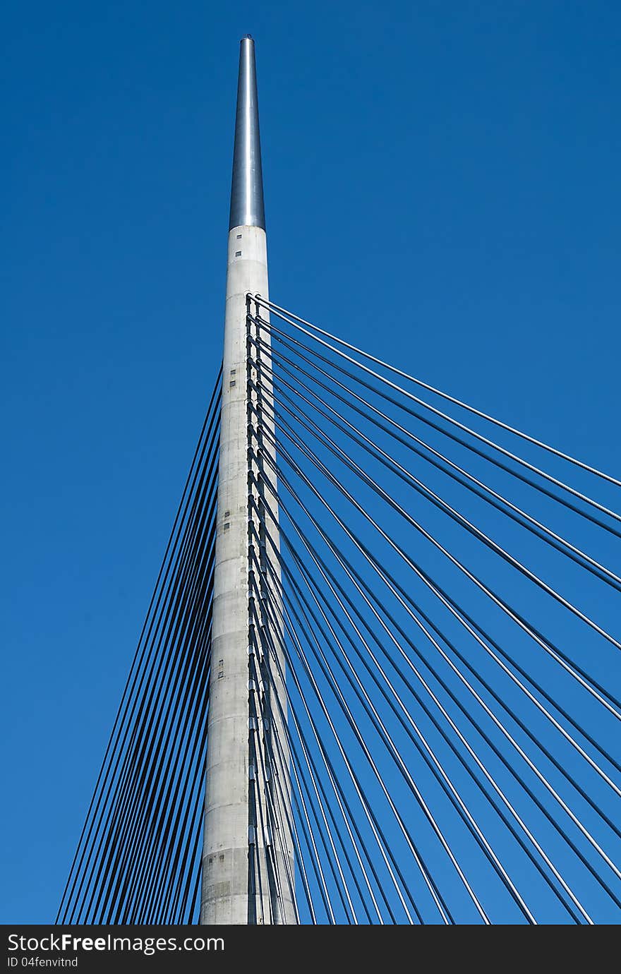 Detail of pylon on new Belgrade bridge. Detail of pylon on new Belgrade bridge